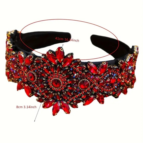 Coffee Color Baroque Style Sparkling Rhinestone Decorative Wide Brimmed Headband - Picture 2 of 2